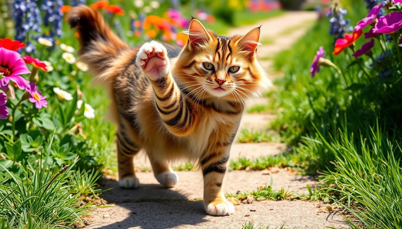 cat shaking paws when walking